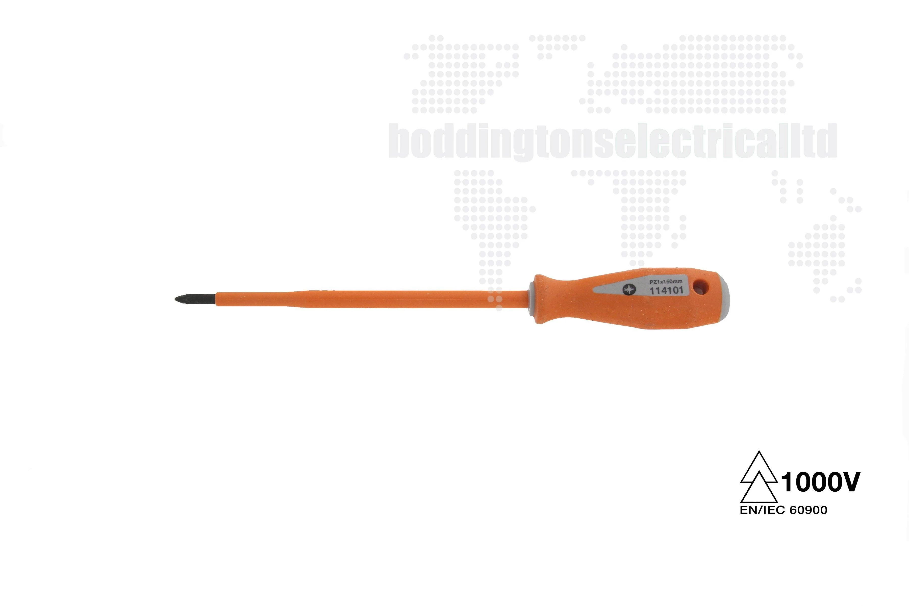 Boddingtons Electrical PZ Insulated Pozidrive Screwdrivers , PZ1, 150mm Blade Length, 250mm Overall Length 114101