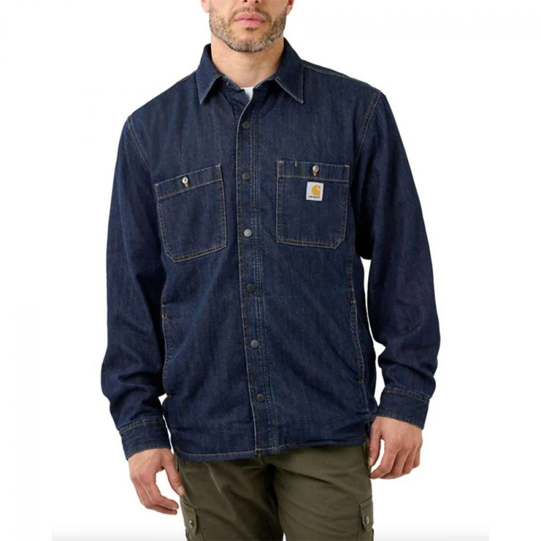 Carhartt Denim Snap Front Lined Shirt Jacket