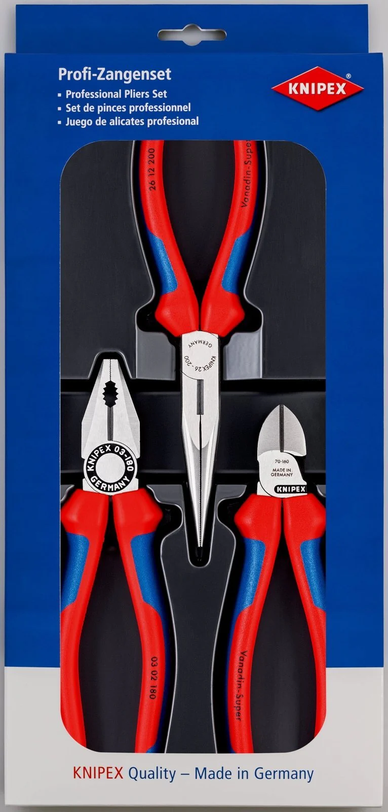 KNIPEX Snipe Nose Side 3 Piece Cutting Pliers Set - 00 20 11