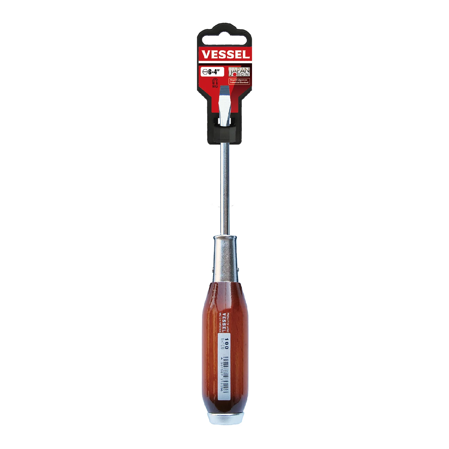 Vessel Real Wood Handle Tang-Thru Screwdriver No.100 - 6x100
