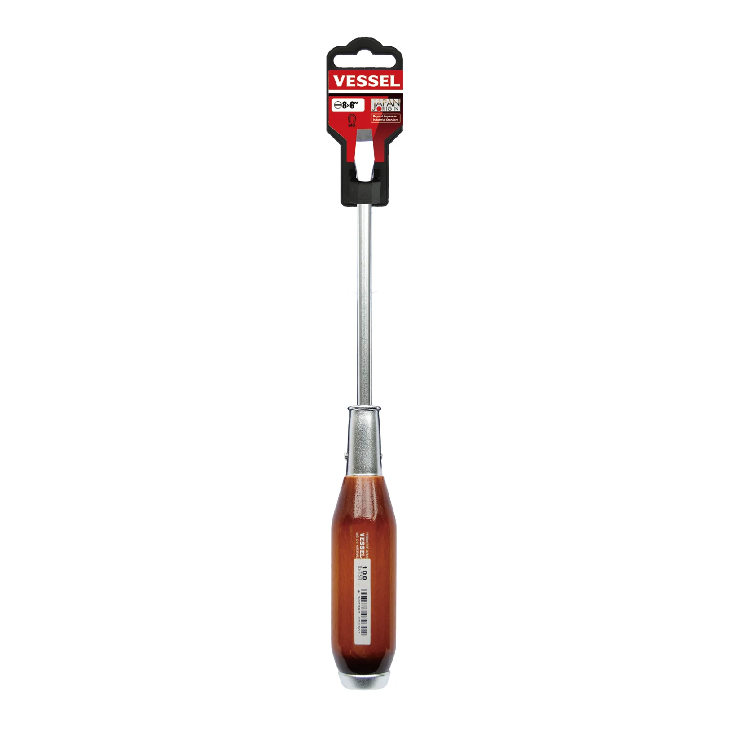 Vessel Real Wood Handle Tang-Thru Screwdriver No.100 - 8x150