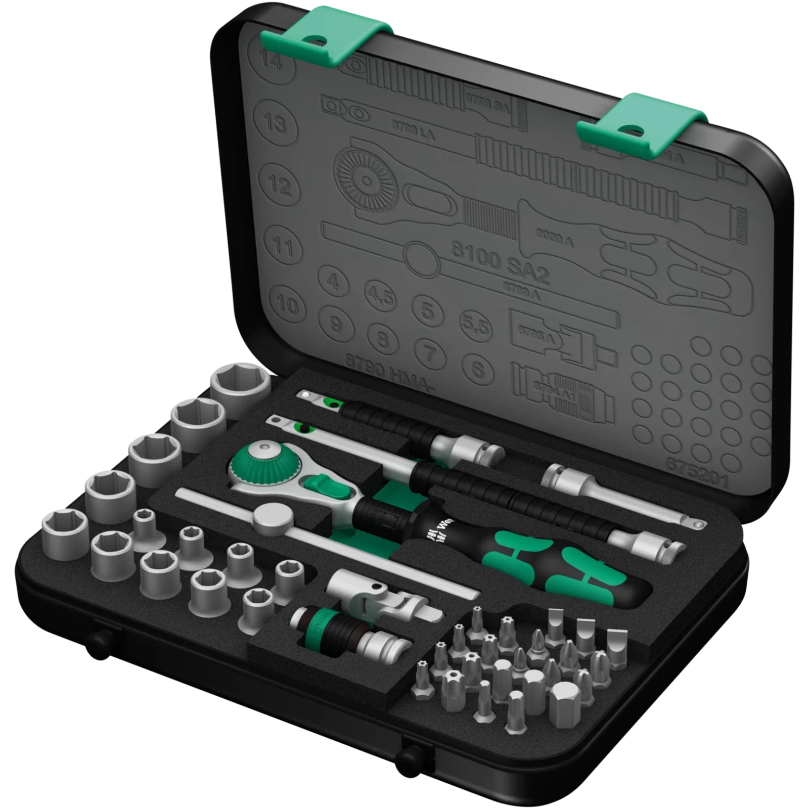 Wera 8100Sa2 Socket Set 1/4" Drive Metric Zyklop 42Pc