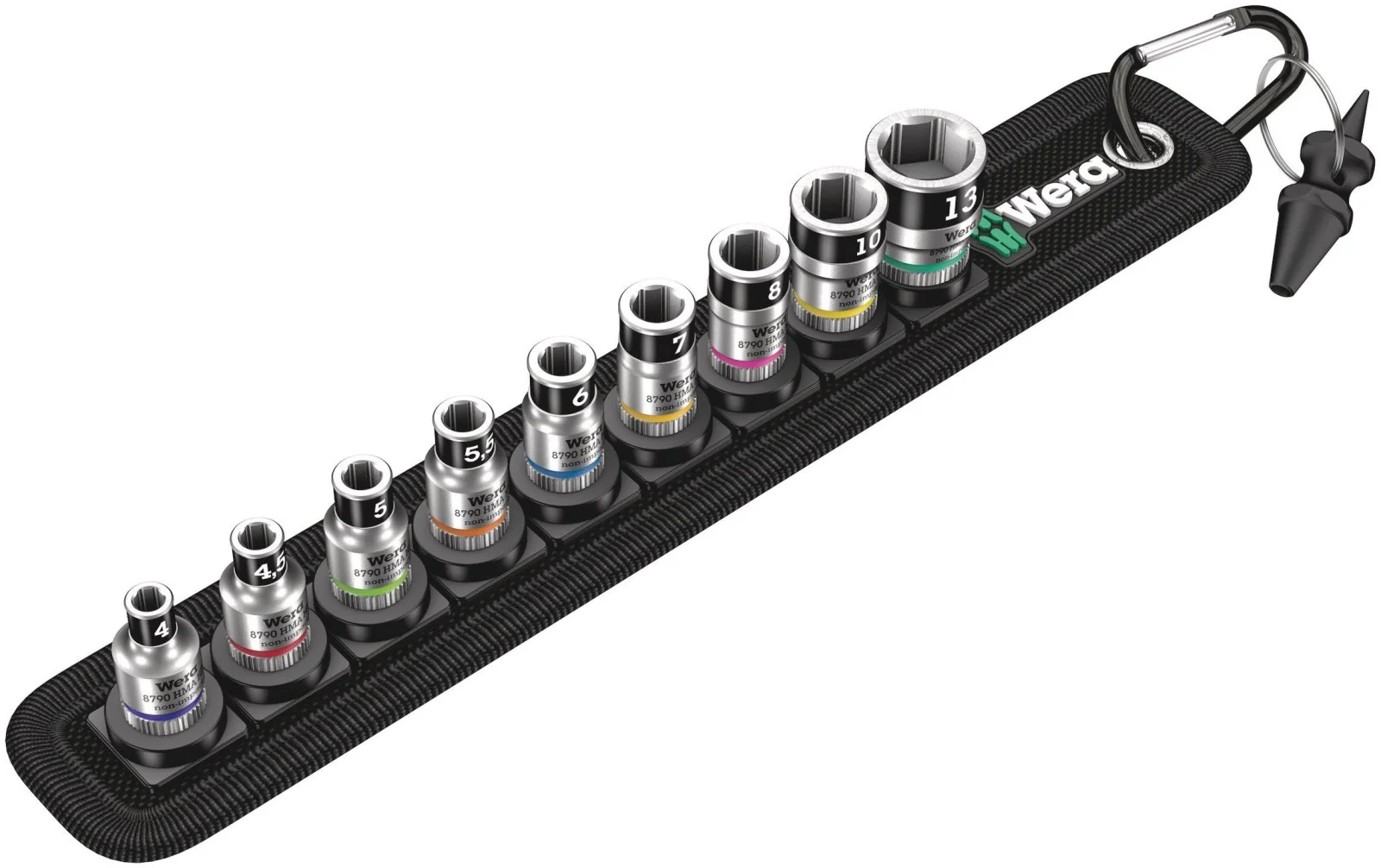 Wera Tools 05003880001 Belt A 1 Zyklop socket set with holding function, 1/4" drive, 10 pieces